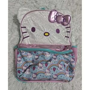 Large Backpack‎ - Hello Kitty Pink Green White Rainbows Air Balloon, Bow Sequin